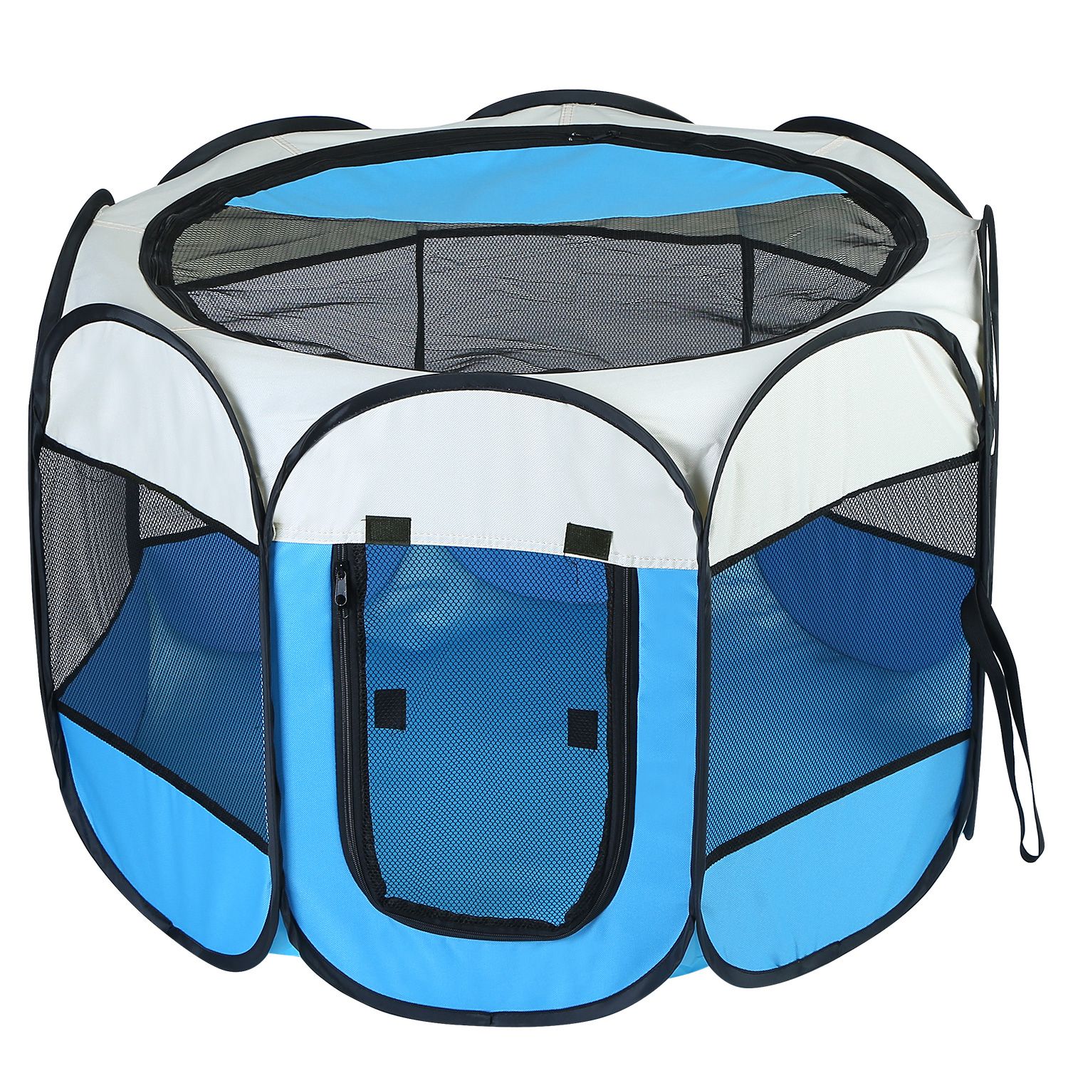 Portable Foldable Pet Playpen Tent with Removable Zipper Top – Pink or Blue