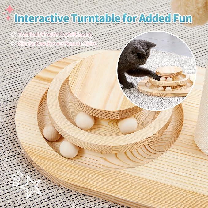 Mushroom Cat Scratching Post with Sisal Rope & Interactive Ball Track