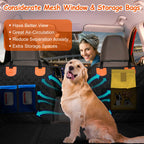 Waterproof Dog Car Seat Cover with Mesh Window & Storage Bags – 600D Oxford Protector