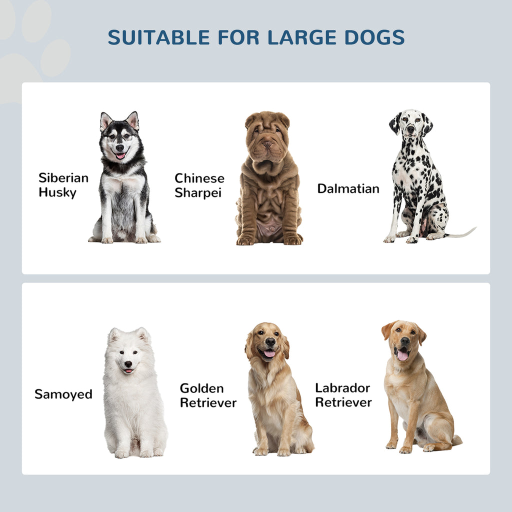 Large Elevated Dog Bowl Stand with 44L Storage Cabinet – White Pet Feeding Station