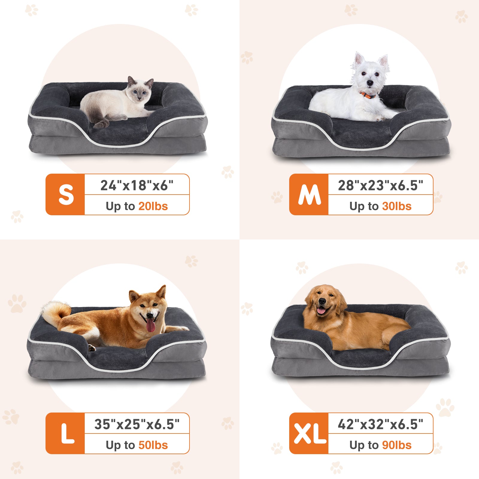 Memory Foam Pet Bed for Small Dogs & Cats – Washable Cover & Waterproof Liner