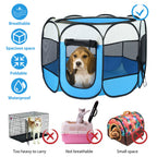Portable Foldable Pet Playpen Tent with Removable Zipper Top – Pink or Blue