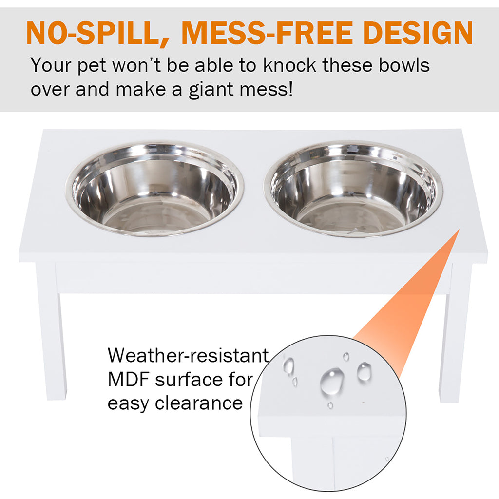 23-Inch Wooden Elevated Dog Bowl Stand – Heavy-Duty Pet Feeding Station, White