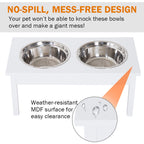 23-Inch Wooden Elevated Dog Bowl Stand – Heavy-Duty Pet Feeding Station, White