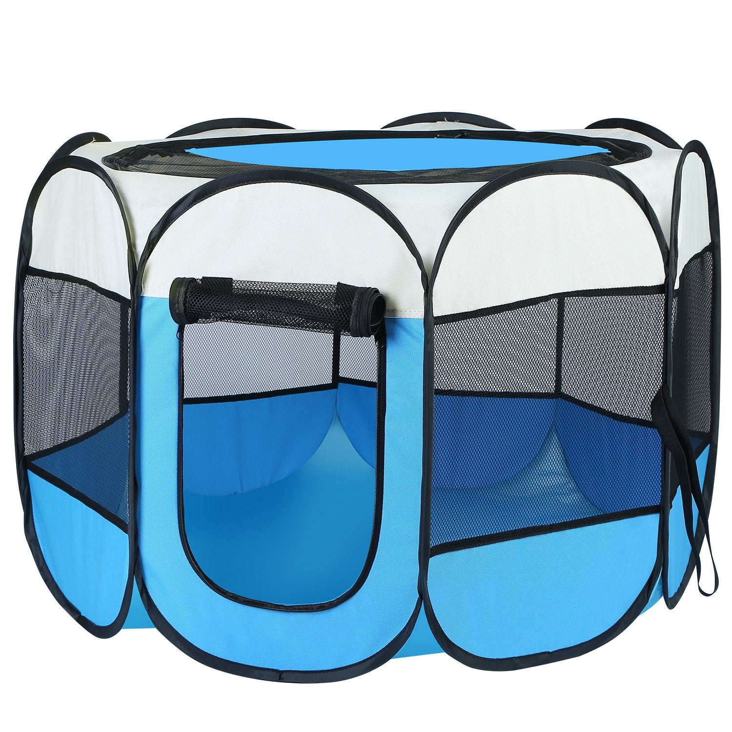 Portable Foldable Pet Playpen Tent with Removable Zipper Top – Pink or Blue