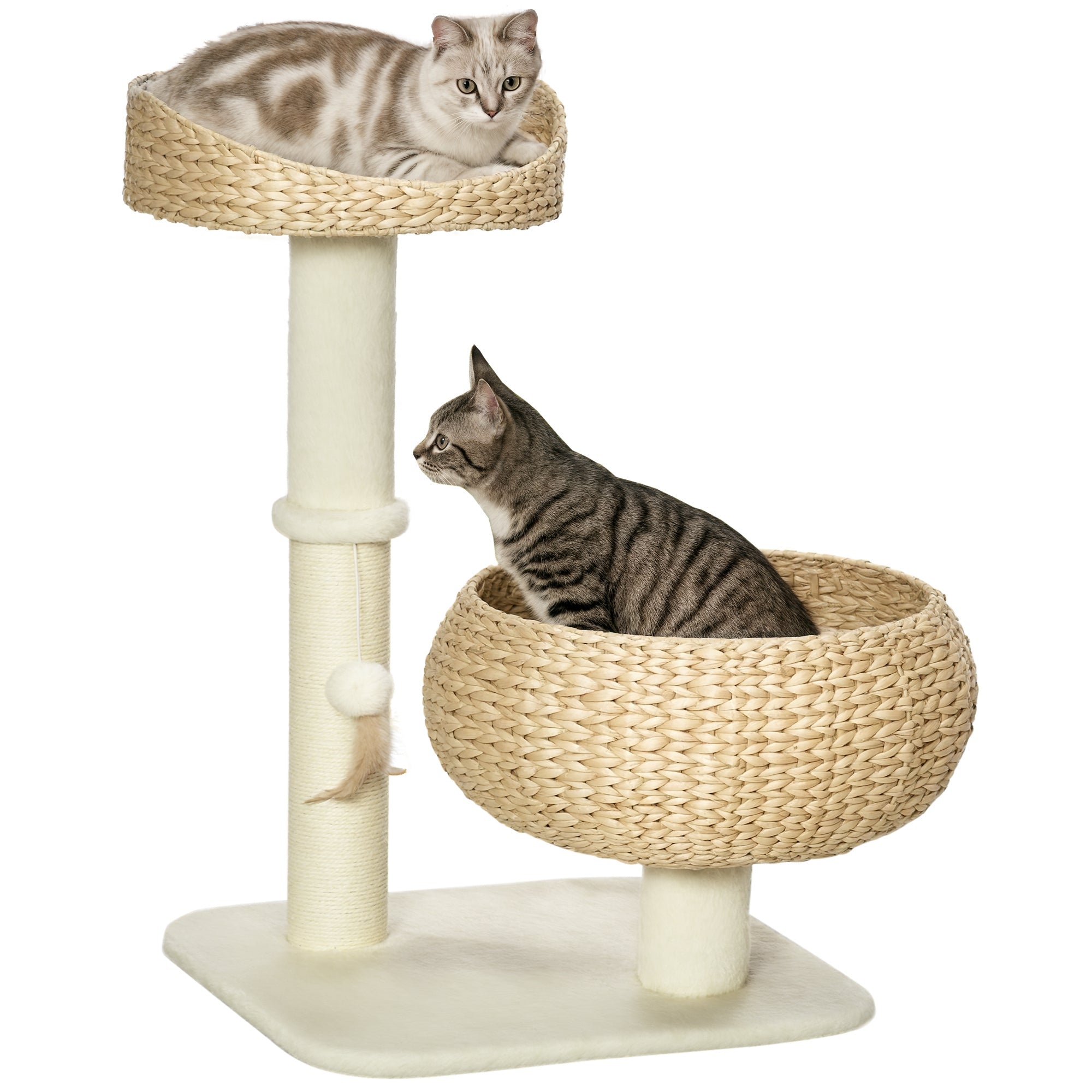 28-Inch Elevated Cat Bed with Sisal Scratching Post & Basket Tree