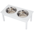 23-Inch Wooden Elevated Dog Bowl Stand – Heavy-Duty Pet Feeding Station, White