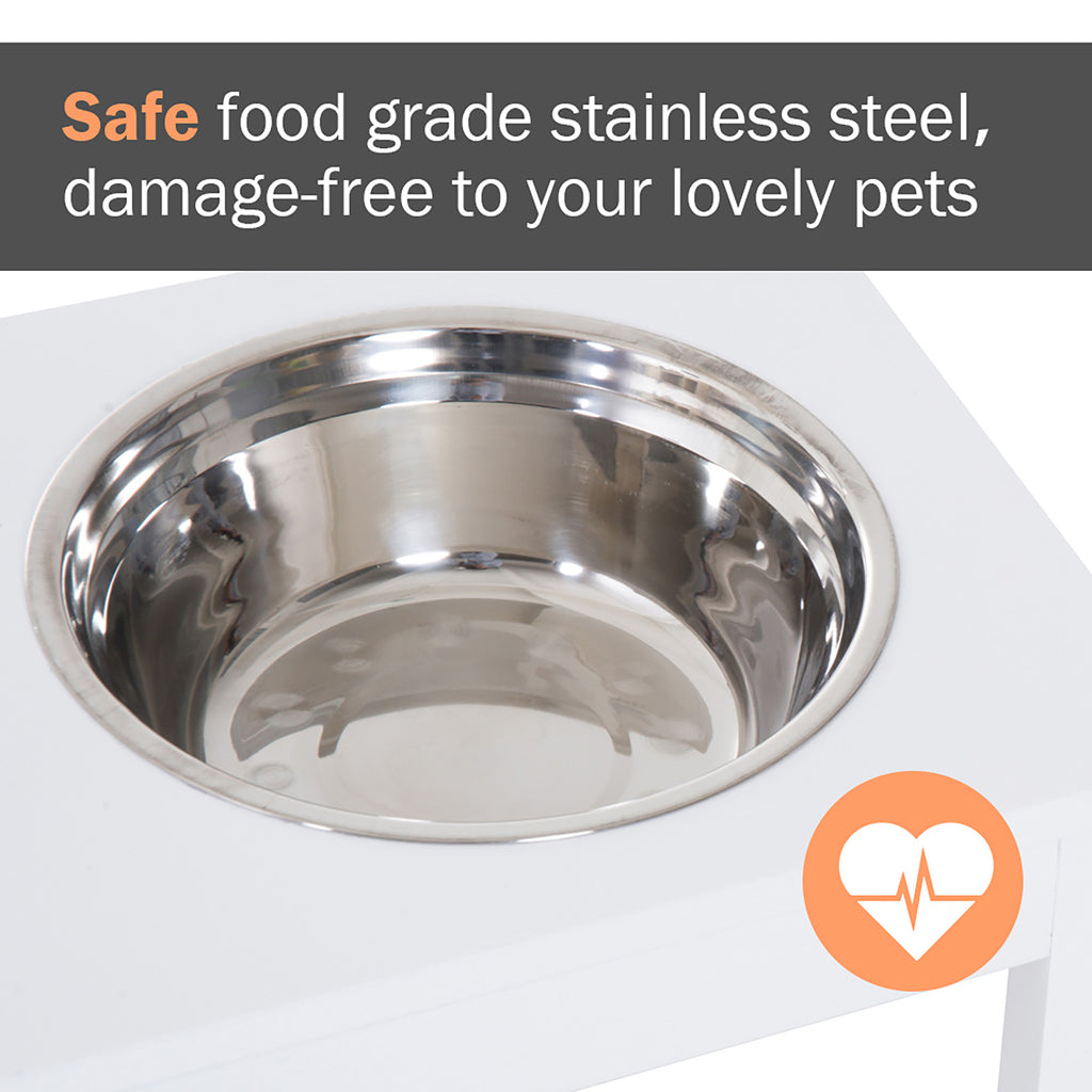 23-Inch Wooden Elevated Dog Bowl Stand – Heavy-Duty Pet Feeding Station, White