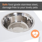 23-Inch Wooden Elevated Dog Bowl Stand – Heavy-Duty Pet Feeding Station, White