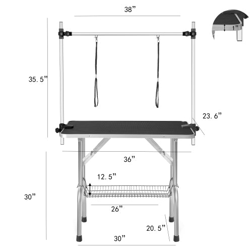 36-Inch Adjustable Dog Grooming Table – Heavy-Duty Portable Pet Table