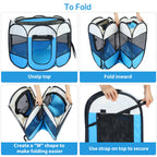 Portable Foldable Pet Playpen Tent with Removable Zipper Top – Pink or Blue