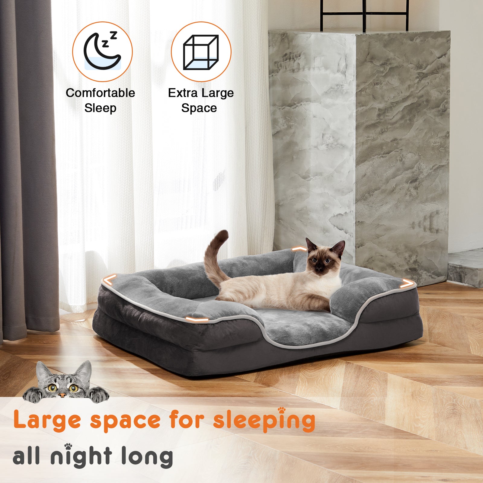 Memory Foam Pet Bed for Small Dogs & Cats – Washable Cover & Waterproof Liner