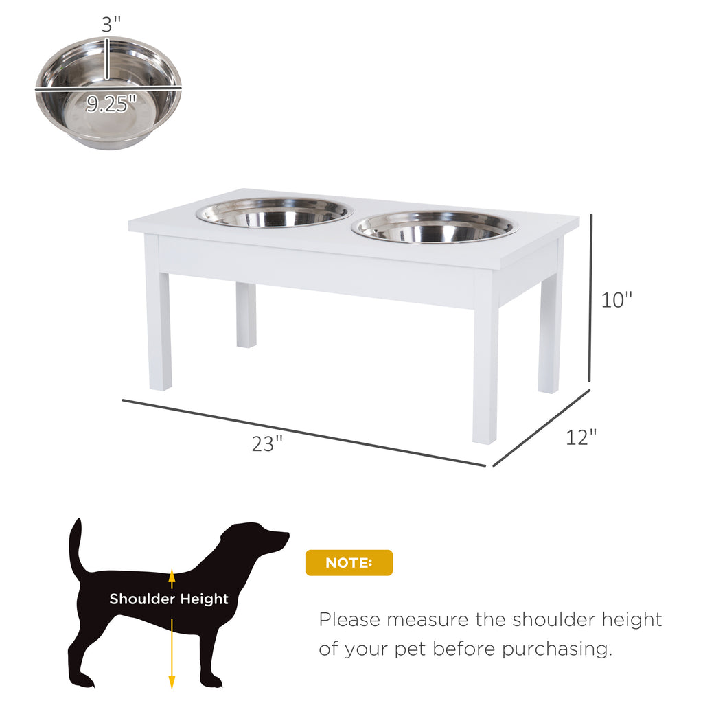 23-Inch Wooden Elevated Dog Bowl Stand – Heavy-Duty Pet Feeding Station, White