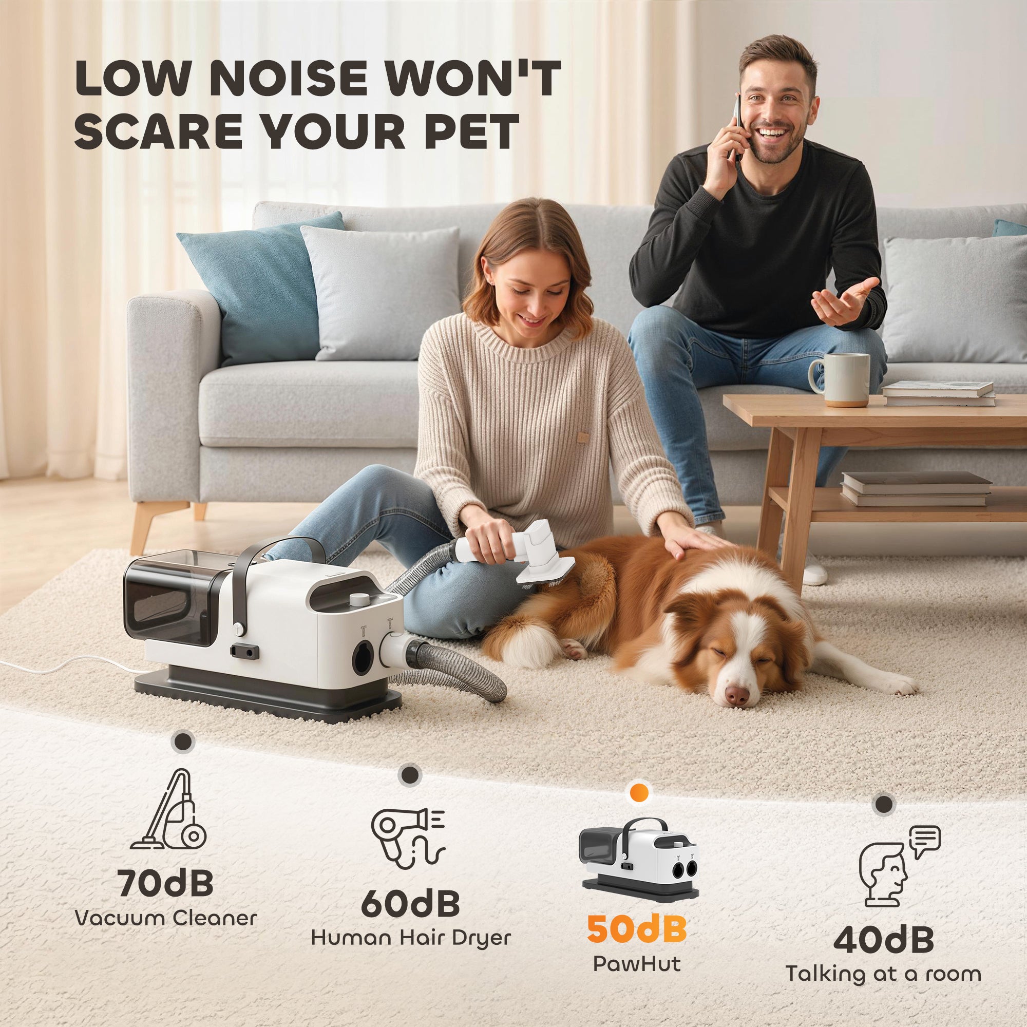 5-in-1 Dog Grooming Vacuum & Dryer Kit with Clippers – Low Noise, 1.8L Canister
