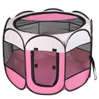 Portable Foldable Pet Playpen Tent with Removable Zipper Top – Pink or Blue