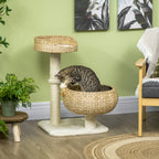28-Inch Elevated Cat Bed with Sisal Scratching Post & Basket Tree