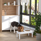 23-Inch Wooden Elevated Dog Bowl Stand – Heavy-Duty Pet Feeding Station, White