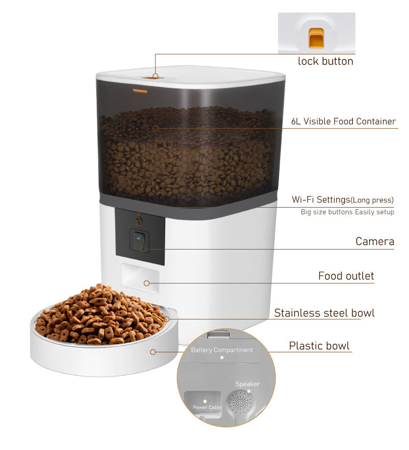 Smart Pet Feeder with Video Camera – Adjustable Automatic Food Dispenser