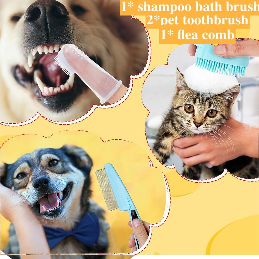 7-Piece Pet Grooming Kit with Brush, Nail Clipper, Flea Comb & Bath Brush