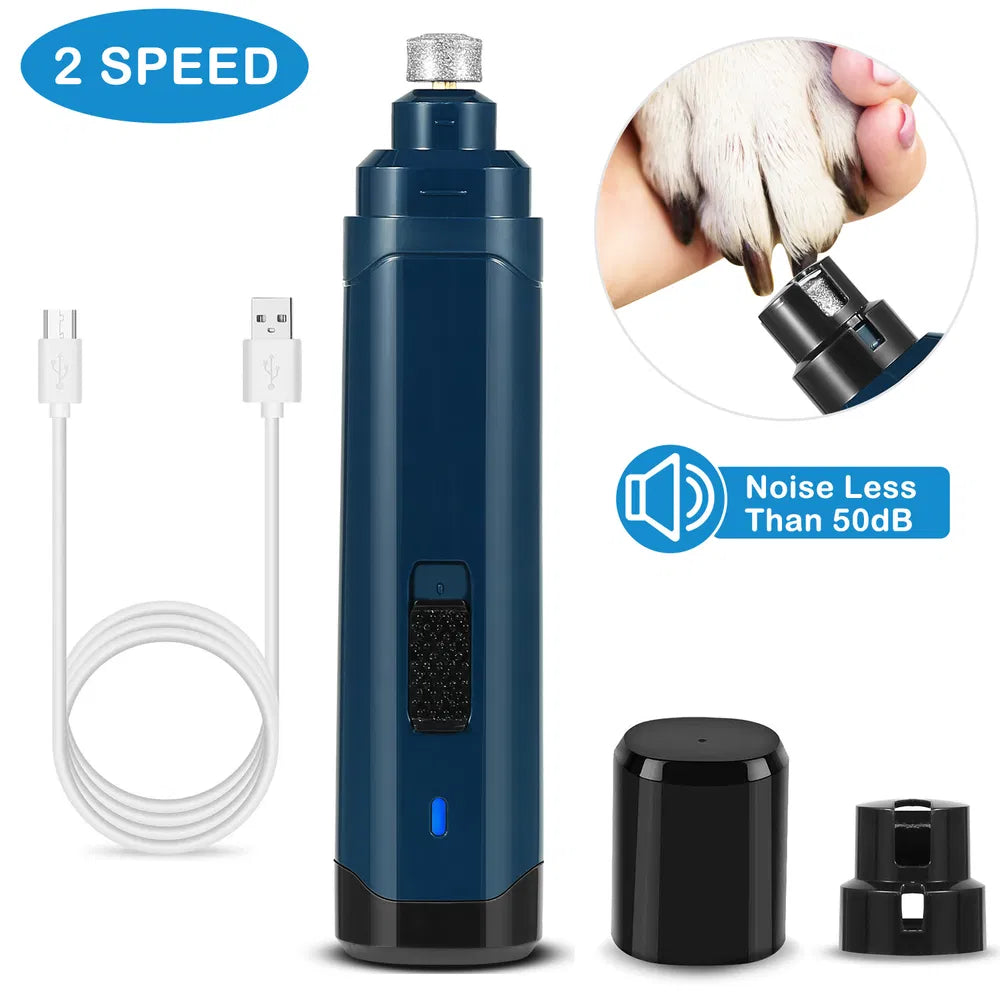 Quiet USB Rechargeable Dog Nail Grinder – 2-Speed Cordless Pet Nail Trimmer