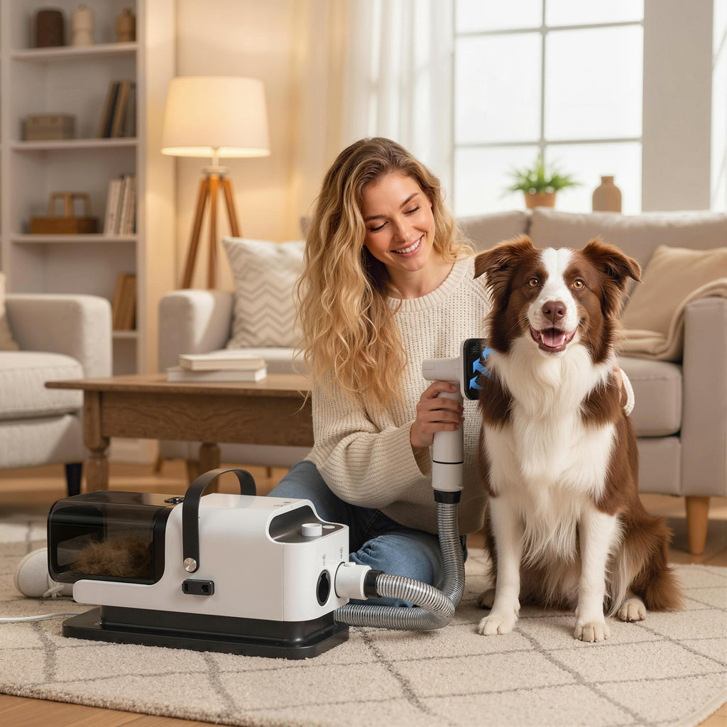 5-in-1 Dog Grooming Vacuum & Dryer Kit with Clippers – Low Noise, 1.8L Canister