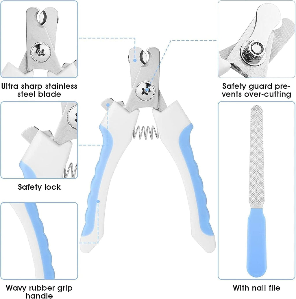 7-Piece Pet Grooming Kit with Brush, Nail Clipper, Flea Comb & Bath Brush