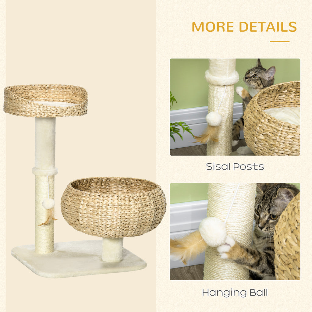 28-Inch Elevated Cat Bed with Sisal Scratching Post & Basket Tree