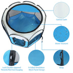 Portable Foldable Pet Playpen Tent with Removable Zipper Top – Pink or Blue