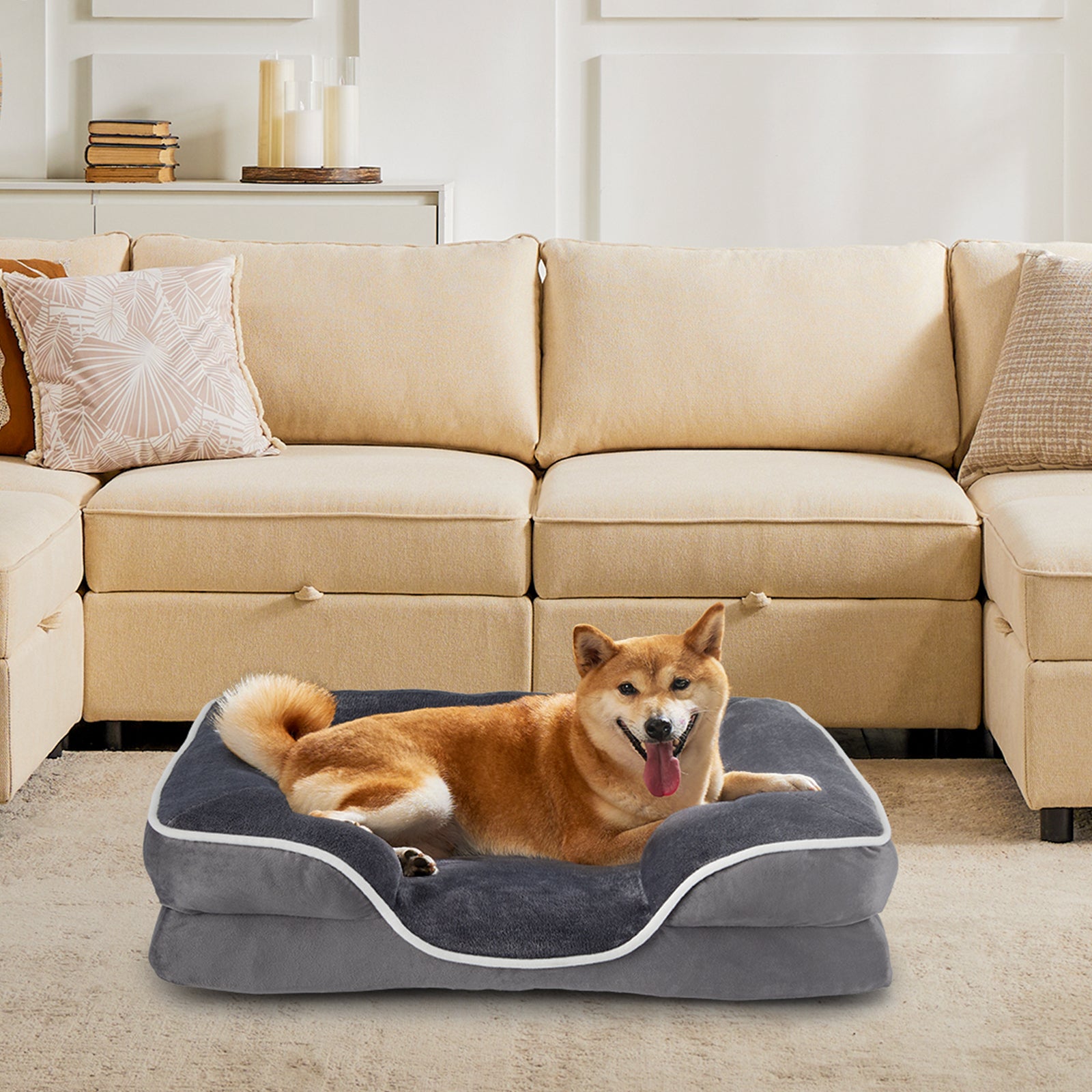 Memory Foam Pet Bed for Small Dogs & Cats – Washable Cover & Waterproof Liner