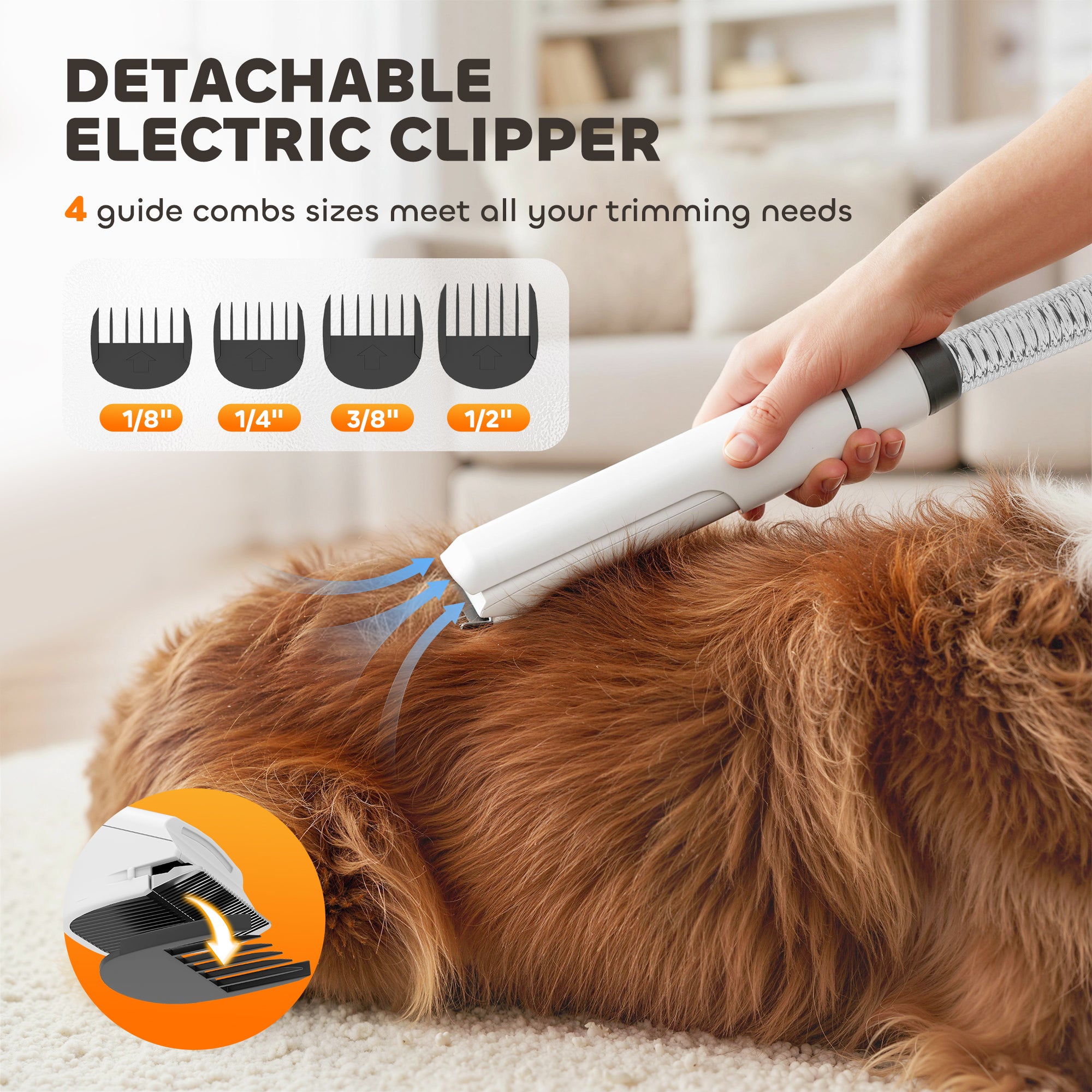 5-in-1 Dog Grooming Vacuum & Dryer Kit with Clippers – Low Noise, 1.8L Canister
