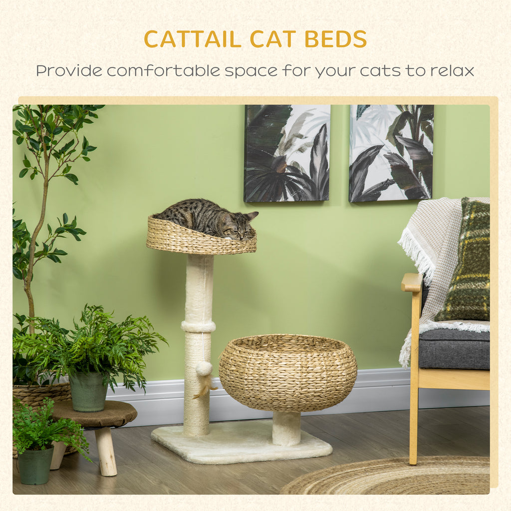 28-Inch Elevated Cat Bed with Sisal Scratching Post & Basket Tree