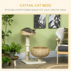 28-Inch Elevated Cat Bed with Sisal Scratching Post & Basket Tree