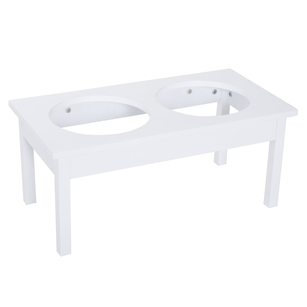23-Inch Wooden Elevated Dog Bowl Stand – Heavy-Duty Pet Feeding Station, White