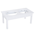 23-Inch Wooden Elevated Dog Bowl Stand – Heavy-Duty Pet Feeding Station, White