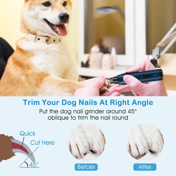 Quiet USB Rechargeable Dog Nail Grinder – 2-Speed Cordless Pet Nail Trimmer